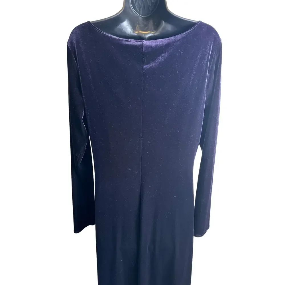 Vintage Max Studio Purple Velvet Maxi Dress Made in USA Sz LG Witchy Whimsigoth